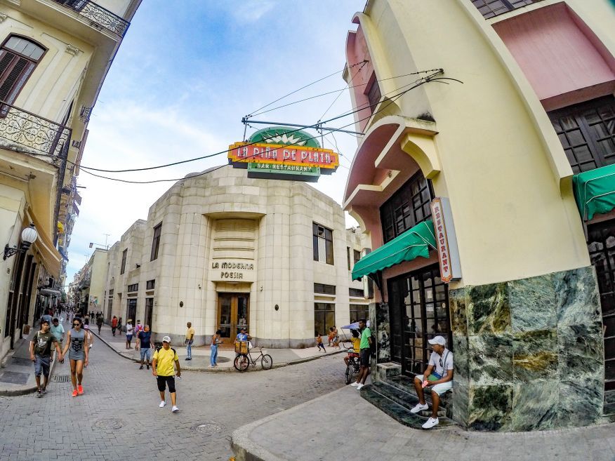 Outside La Pina de Plata Restaurant Old Havana