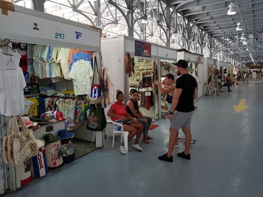Craft stalls at the handicraft markets Havana Cuba