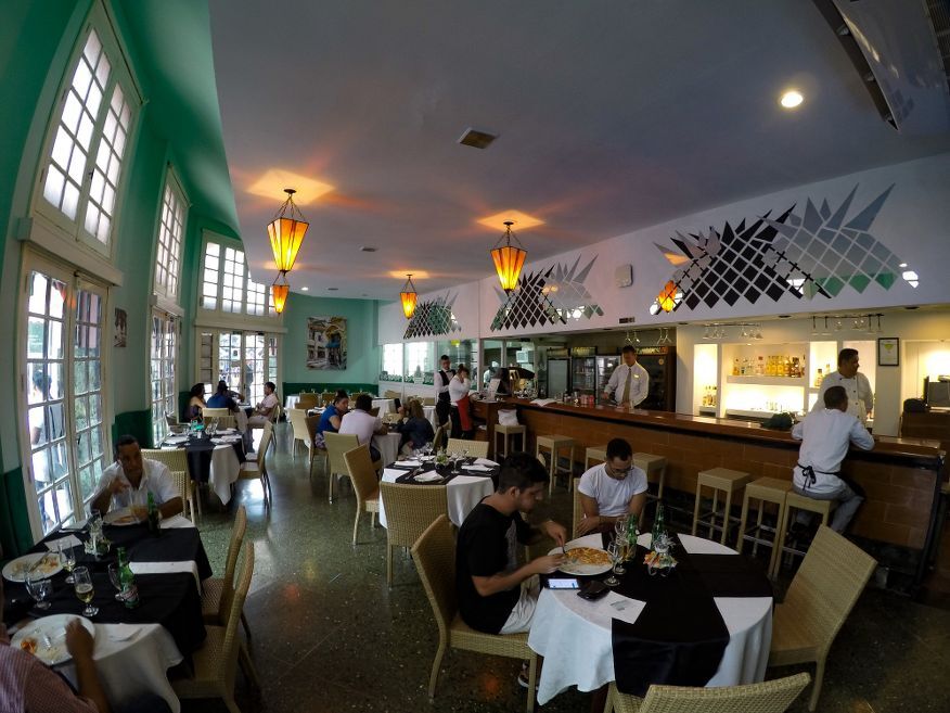 Inside La Pina de Plata Restaurant Old Havana